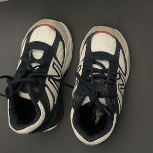 New Balance Kids' Navy Blue and White Sneakers